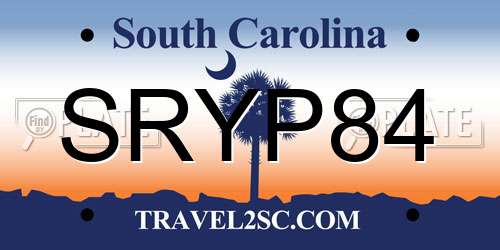 SRYP84 South Carolina License Plate