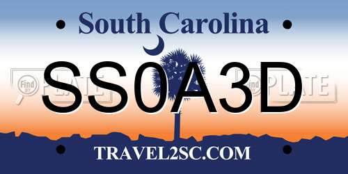 SS0A3D South Carolina License Plate