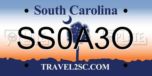 SS0A3O South Carolina License Plate