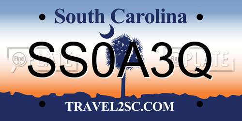 SS0A3Q South Carolina License Plate