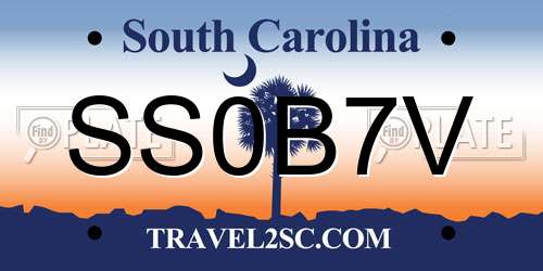 SS0B7V South Carolina License Plate