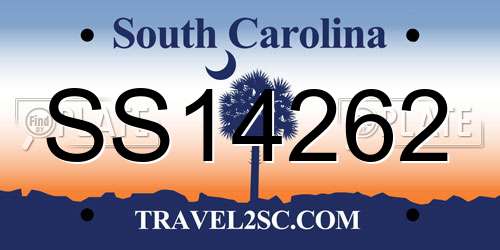 SS14262 South Carolina License Plate