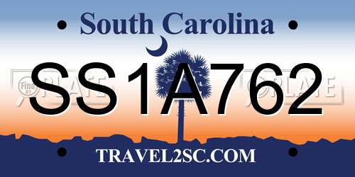 SS1A762 South Carolina License Plate