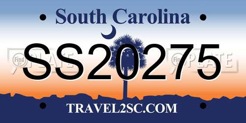 SS20275 South Carolina License Plate