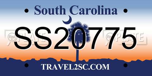 SS20775 South Carolina License Plate