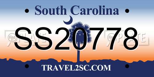 SS20778 South Carolina License Plate