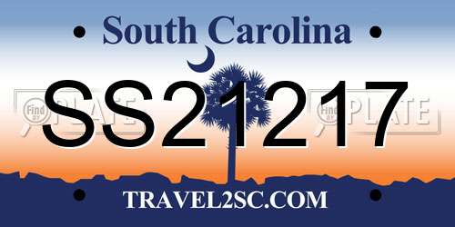 SS21217 South Carolina License Plate