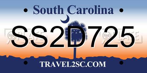 SS2D725 South Carolina License Plate