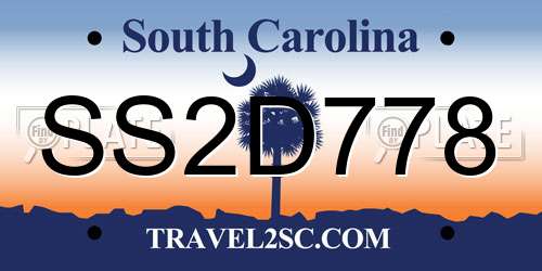 SS2D778 South Carolina License Plate