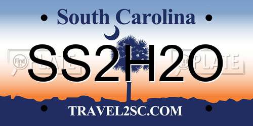 SS2H2O South Carolina License Plate