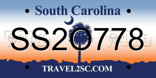 SS2O778 South Carolina License Plate