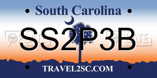 SS2P3B South Carolina License Plate