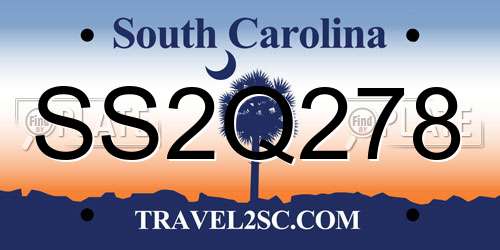 SS2Q278 South Carolina License Plate