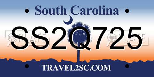 SS2Q725 South Carolina License Plate