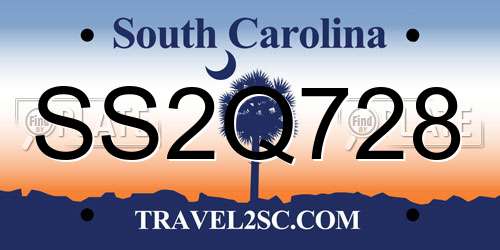 SS2Q728 South Carolina License Plate