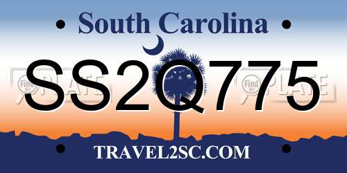 SS2Q775 South Carolina License Plate