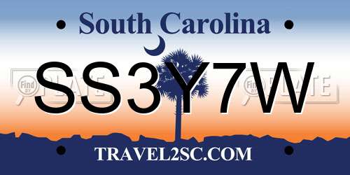 SS3Y7W South Carolina License Plate
