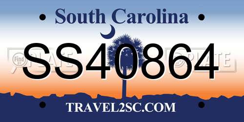 SS40864 South Carolina License Plate