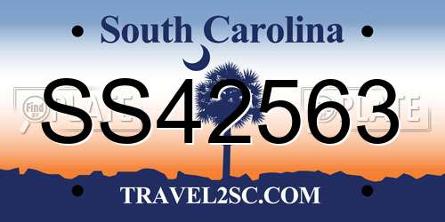 SS42563 South Carolina License Plate