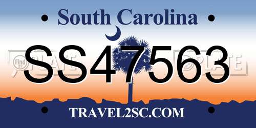 SS47563 South Carolina License Plate