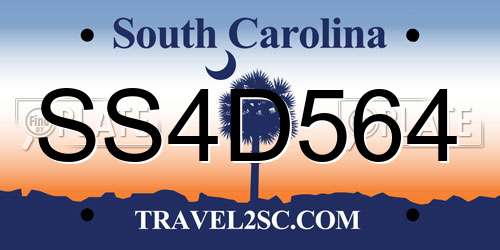 SS4D564 South Carolina License Plate