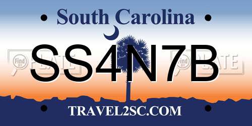 SS4N7B South Carolina License Plate