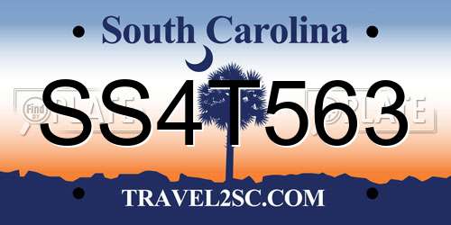 SS4T563 South Carolina License Plate