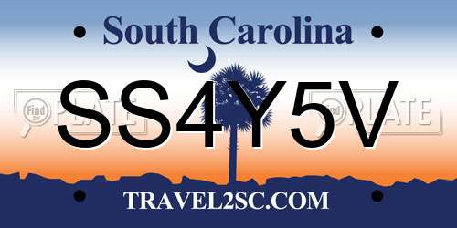 SS4Y5V South Carolina License Plate