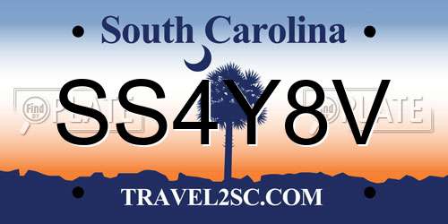 SS4Y8V South Carolina License Plate