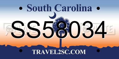 SS58034 South Carolina License Plate