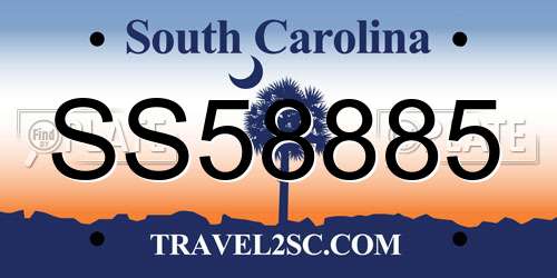 SS58885 South Carolina License Plate