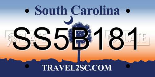 SS5B181 South Carolina License Plate