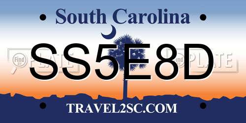 SS5E8D South Carolina License Plate