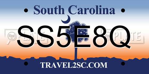 SS5E8Q South Carolina License Plate