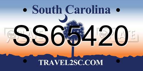 SS65420 South Carolina License Plate