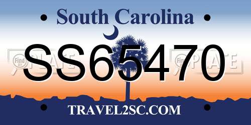 SS65470 South Carolina License Plate