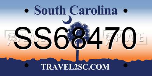SS68470 South Carolina License Plate