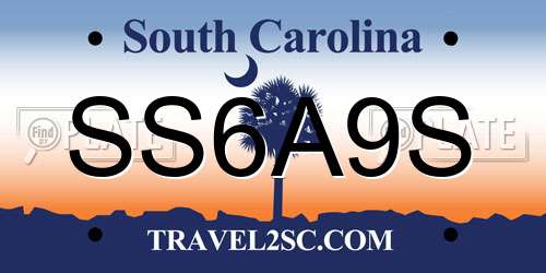 SS6A9S South Carolina License Plate