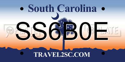 SS6B0E South Carolina License Plate