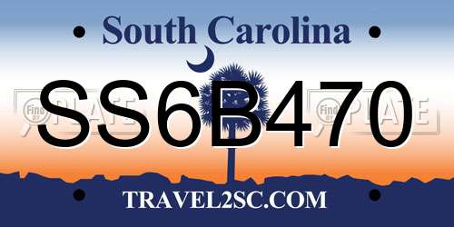 SS6B470 South Carolina License Plate