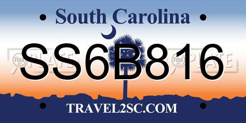 SS6B816 South Carolina License Plate