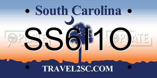 SS6I1O South Carolina License Plate
