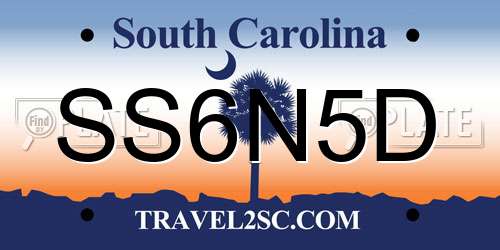 SS6N5D South Carolina License Plate