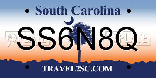 SS6N8Q South Carolina License Plate