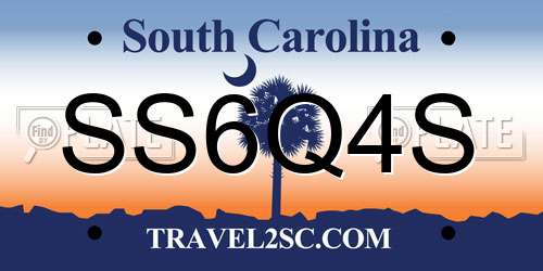 SS6Q4S South Carolina License Plate