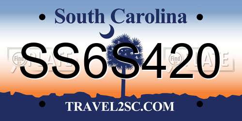 SS6S420 South Carolina License Plate