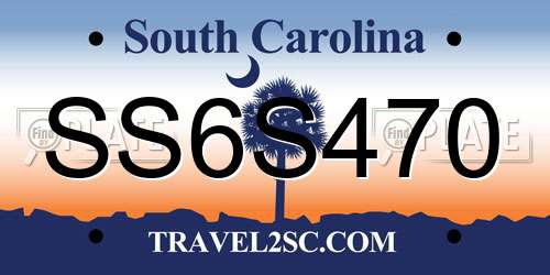 SS6S470 South Carolina License Plate
