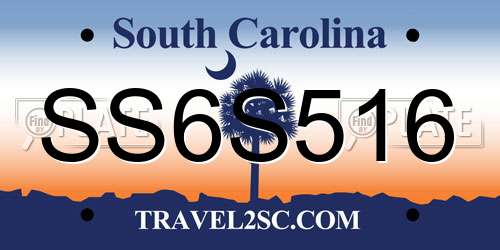 SS6S516 South Carolina License Plate