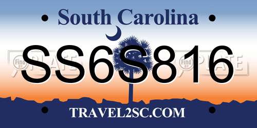SS6S816 South Carolina License Plate