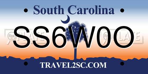 SS6W0O South Carolina License Plate